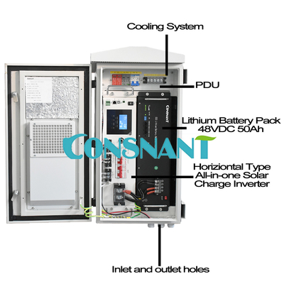 Sistema solar 50Hz 60Hz de UPS del gabinete al aire libre blanco de la fuente de alimentación de la industria IP55